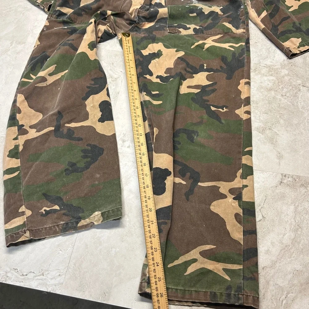 Duck Bay Camo Coveralls Green Brown Mens Medium Cotton Utility Jumpsuit 0280